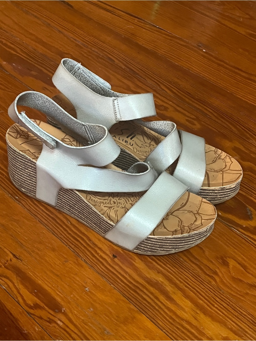Blowfish Malibu Metallic Strappy Wedge Sandals size 8 1/2